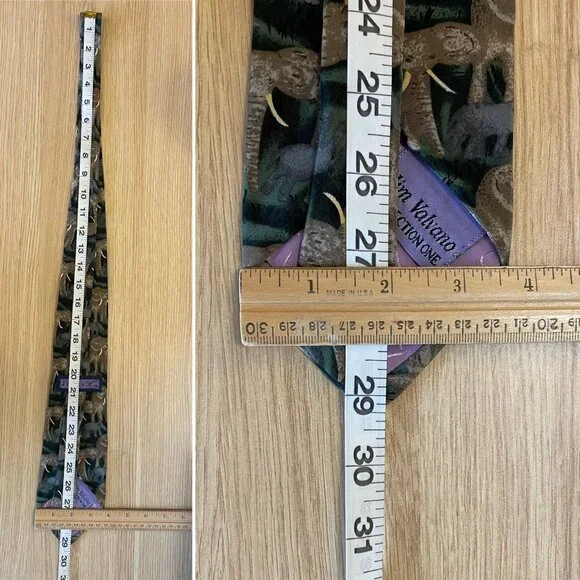 Jim Valvano Collection One Mens Necktie 58 in x 3.75 in w/ Elephants Silk Safari - Picture 4 of 6